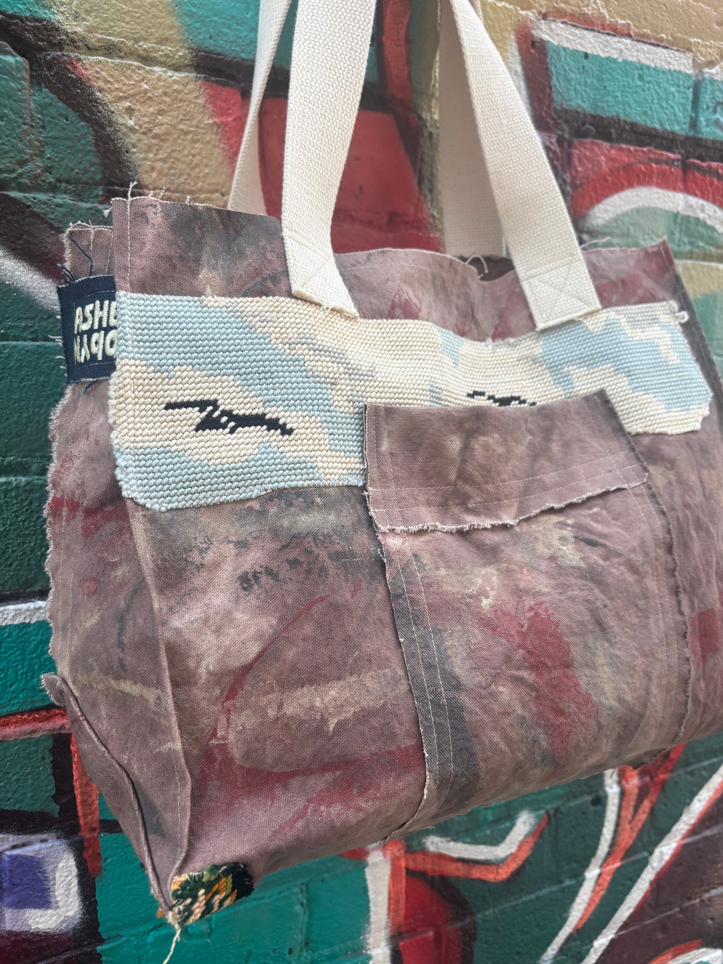Lady with Child - Brown Canvas Bag