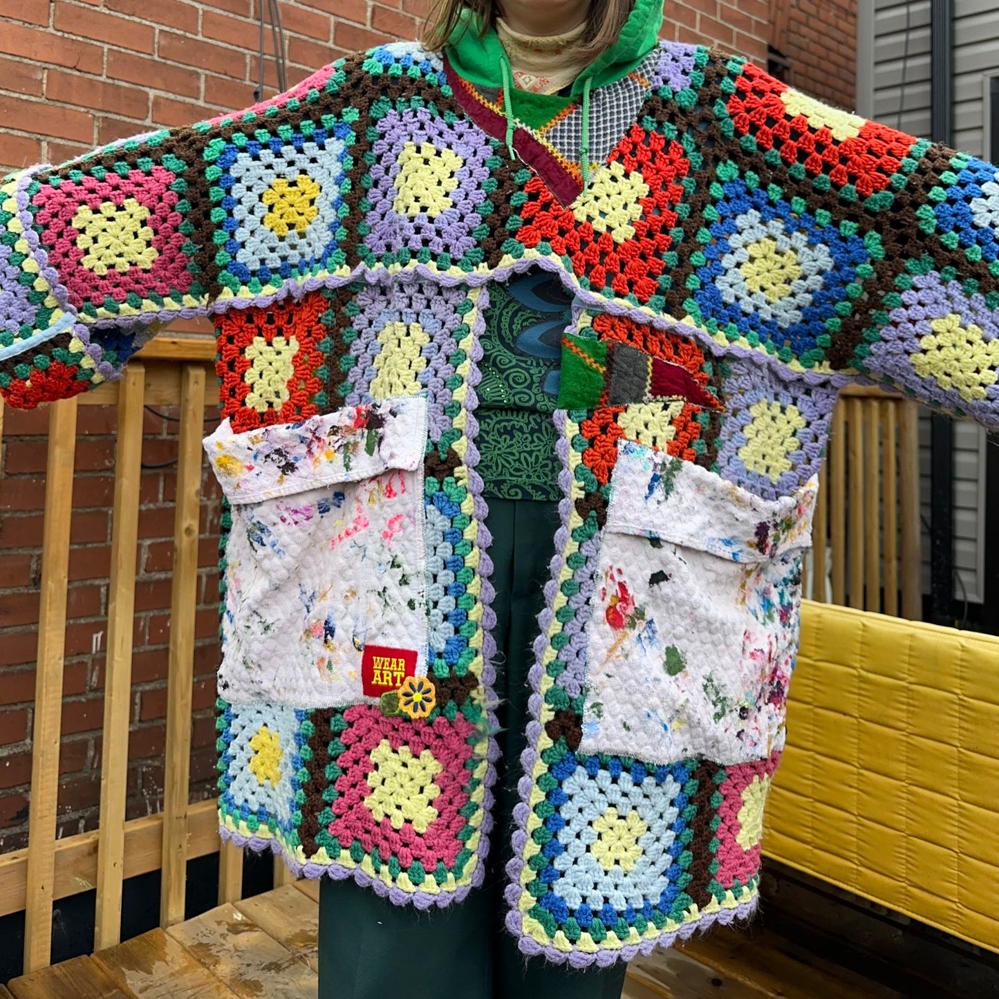 GRANNY SQUARE HOODIE - ONE SIZE