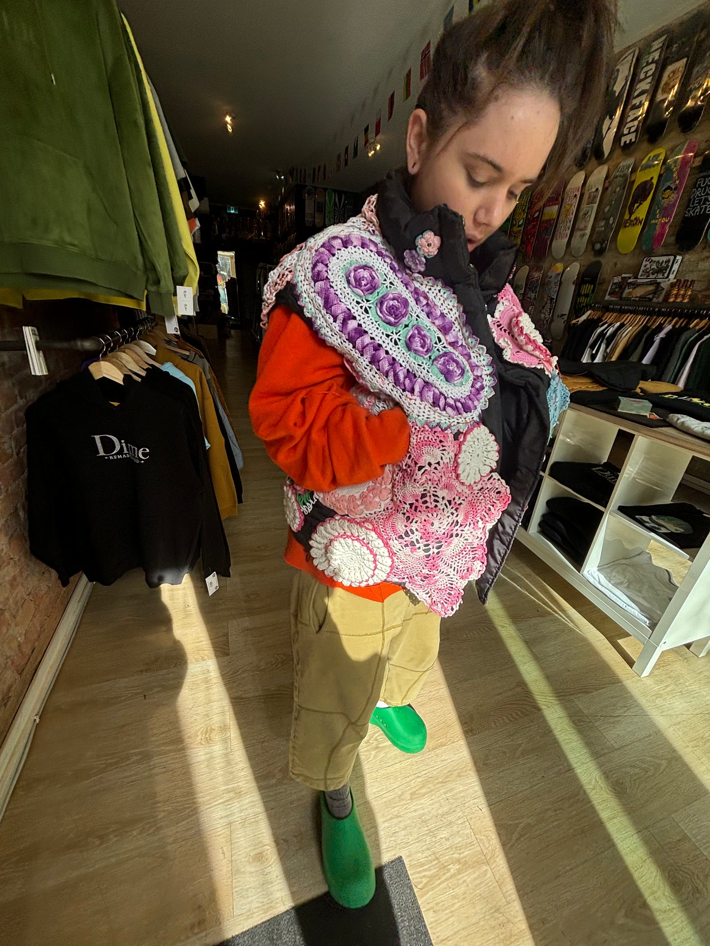 CRAZY COOL UPCYCLED DOILY PUFFER VEST