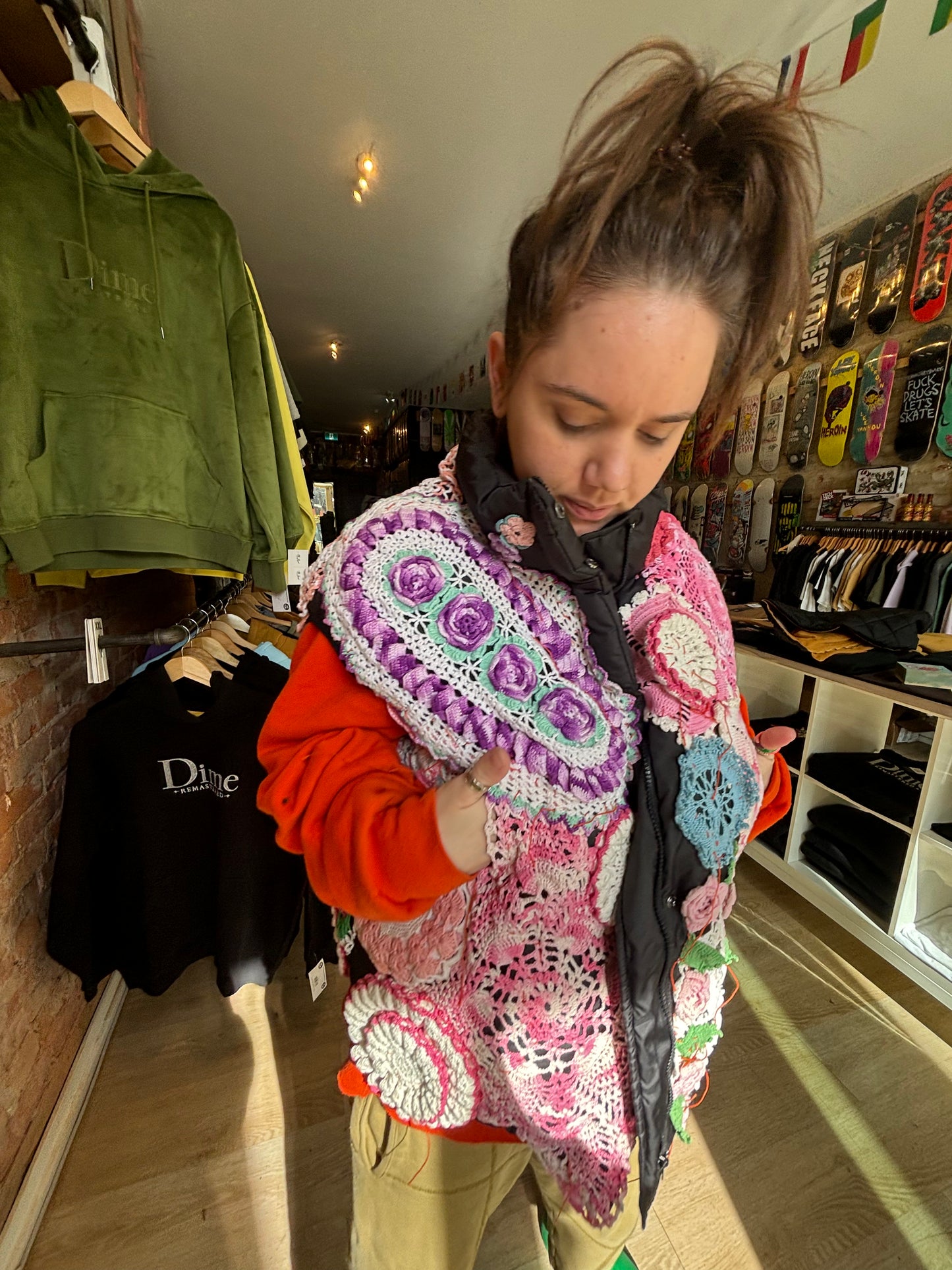 CRAZY COOL UPCYCLED DOILY PUFFER VEST