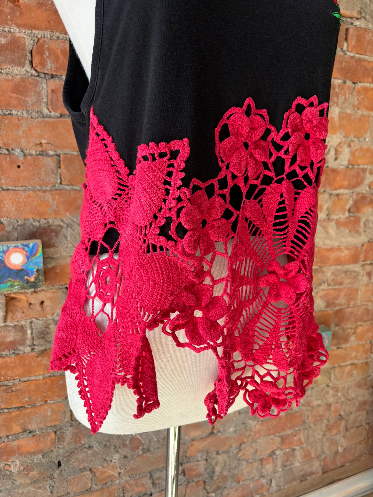 REWORKED TANK W/ VINTAGE DYED DOILIES