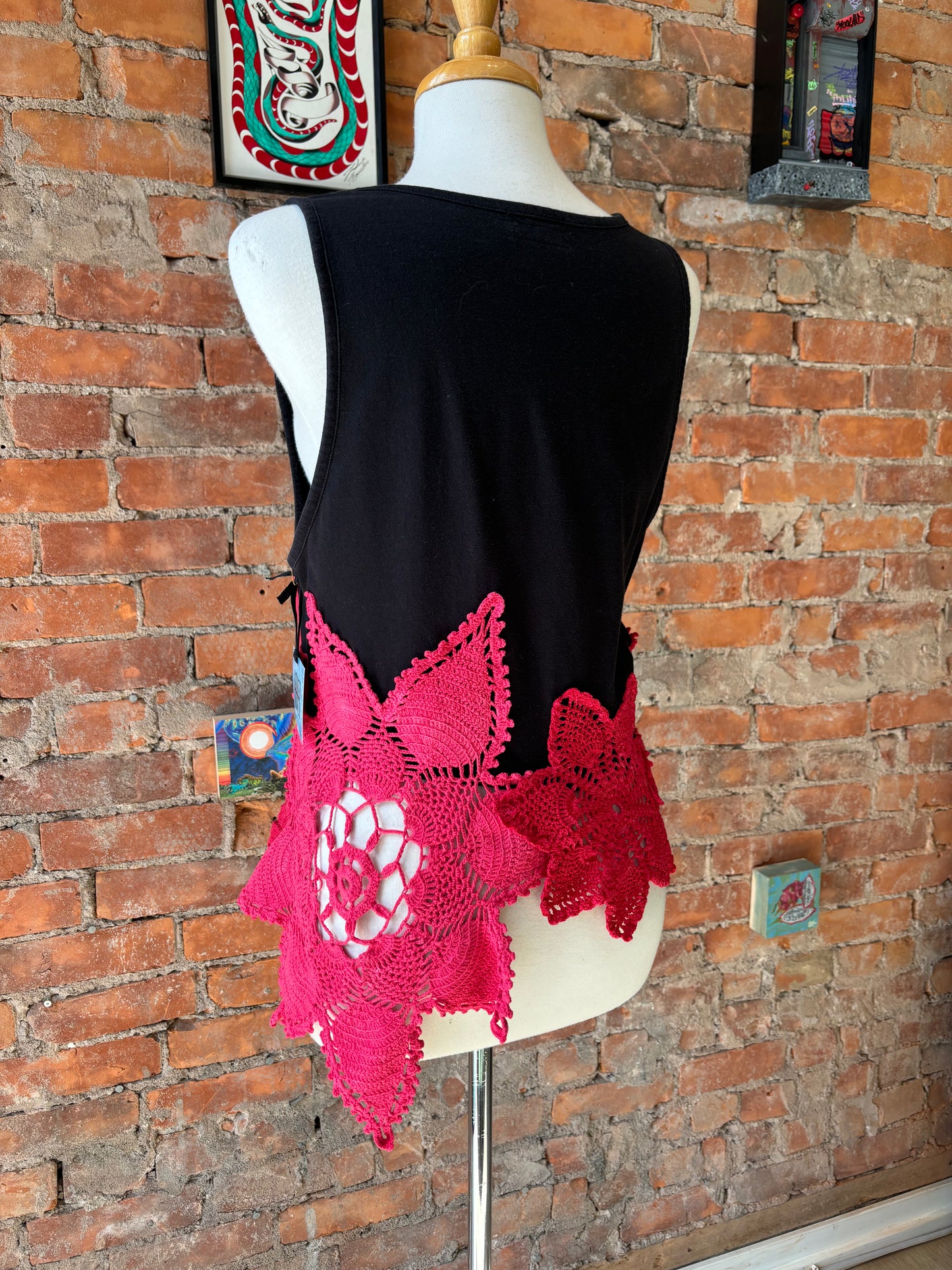 REWORKED TANK W/ VINTAGE DYED DOILIES