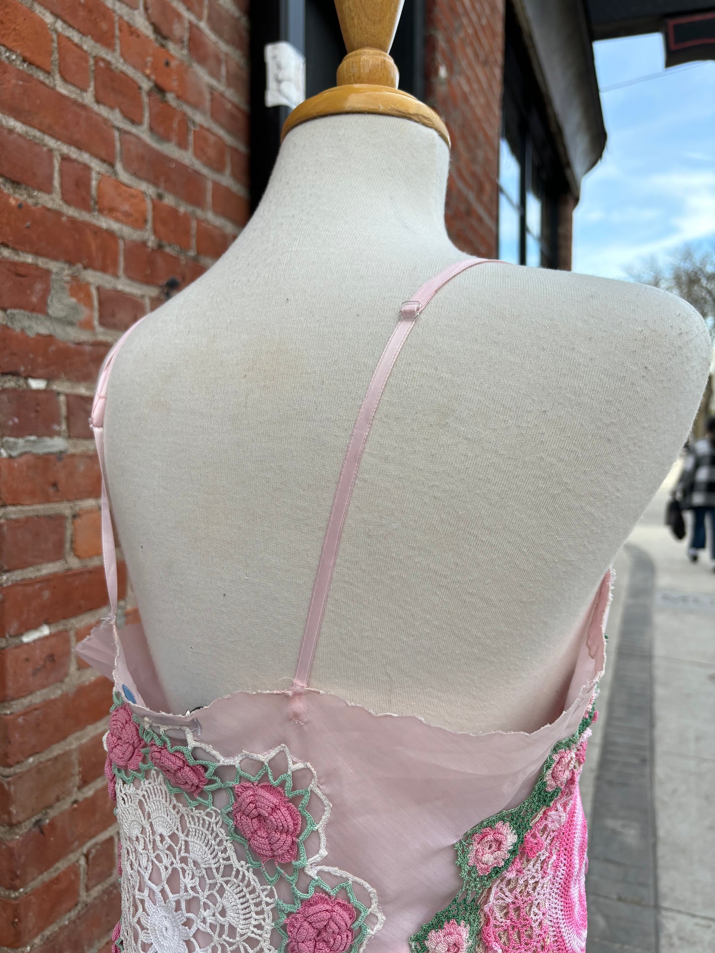 PINK DOILY SLIP DRESS - S/M