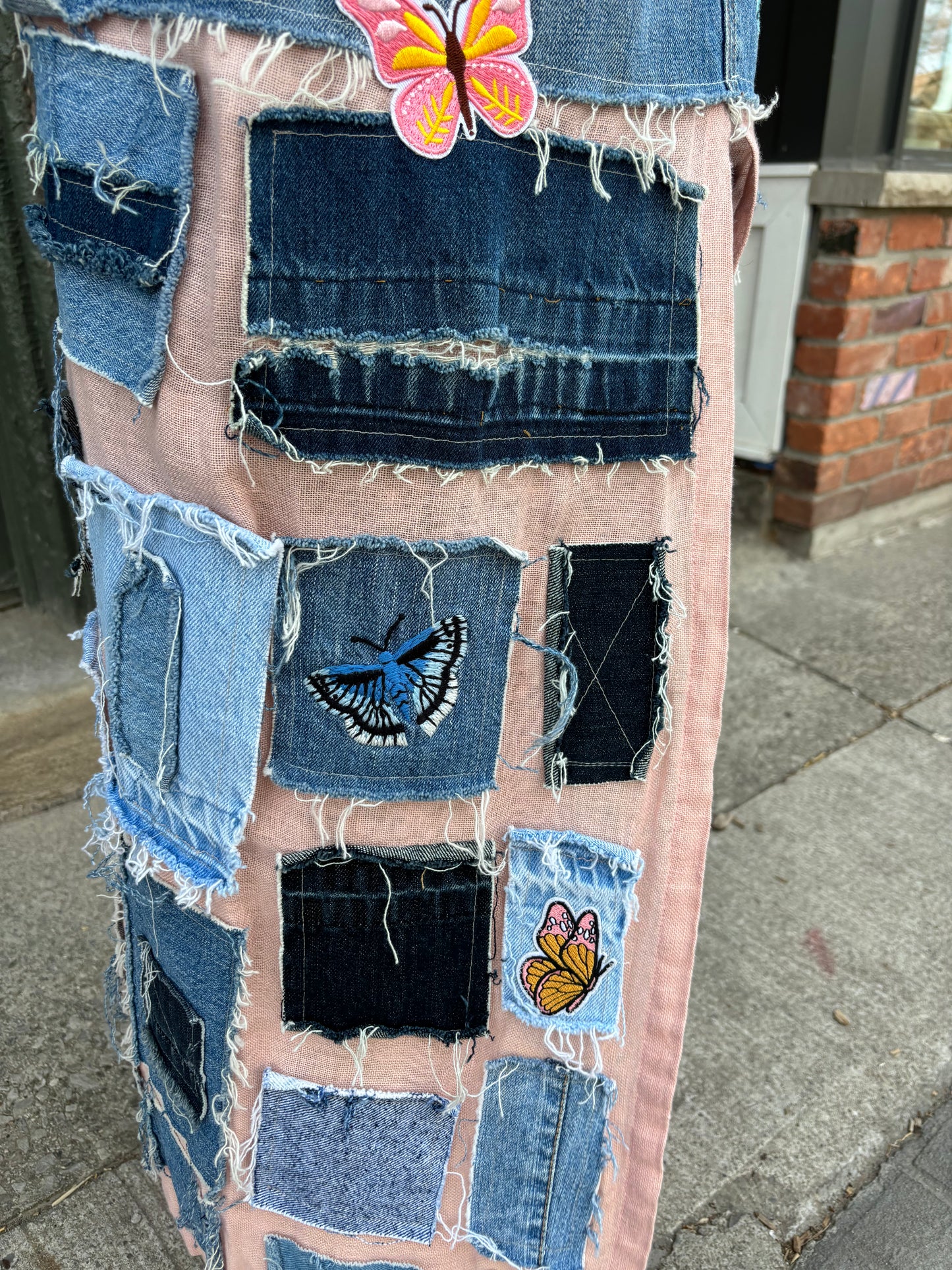 REWORKED DENIM BUTTERFLY SKIRT - SZ 12