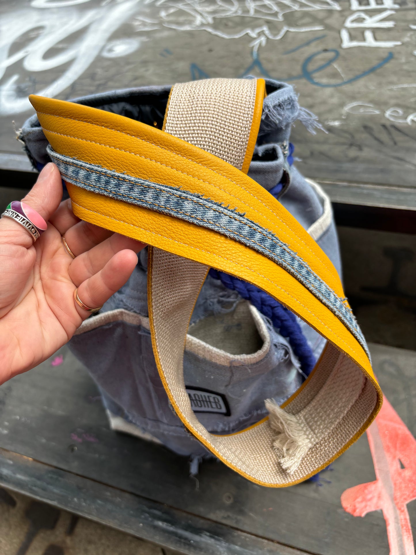 DROP CLOTH BUCKET BAG - SHADES OF BLUE