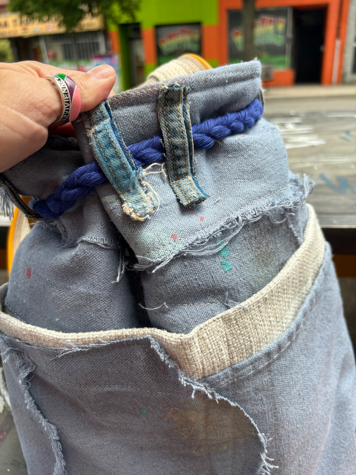 DROP CLOTH BUCKET BAG - SHADES OF BLUE
