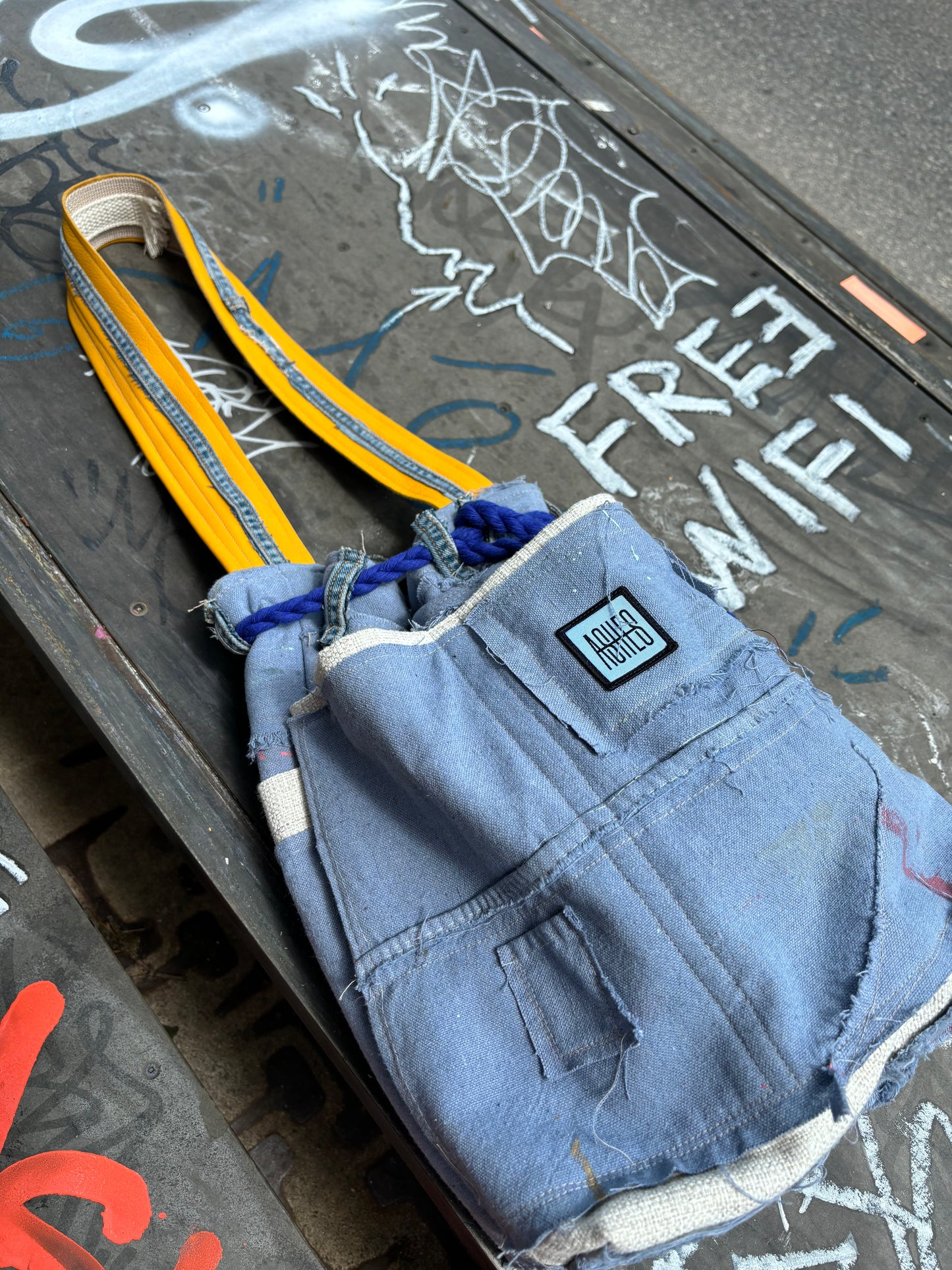 DROP CLOTH BUCKET BAG - SHADES OF BLUE