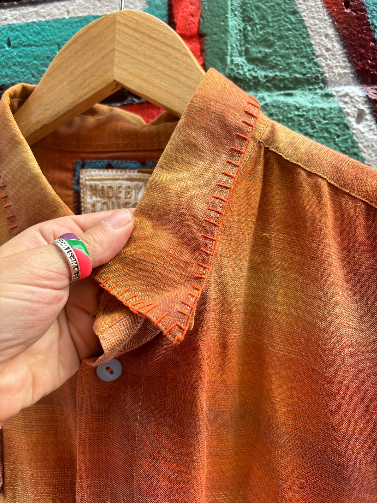 FLUID PLAID PATCHWORK BUTTON UP XL