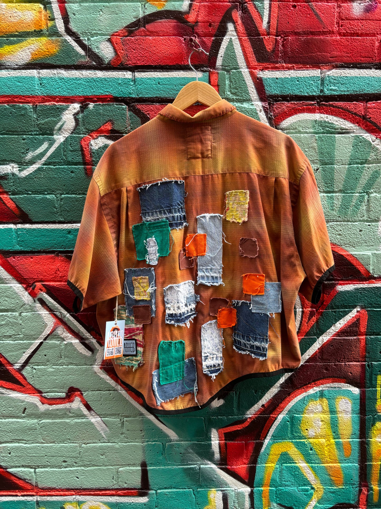 FLUID PLAID PATCHWORK BUTTON UP XL