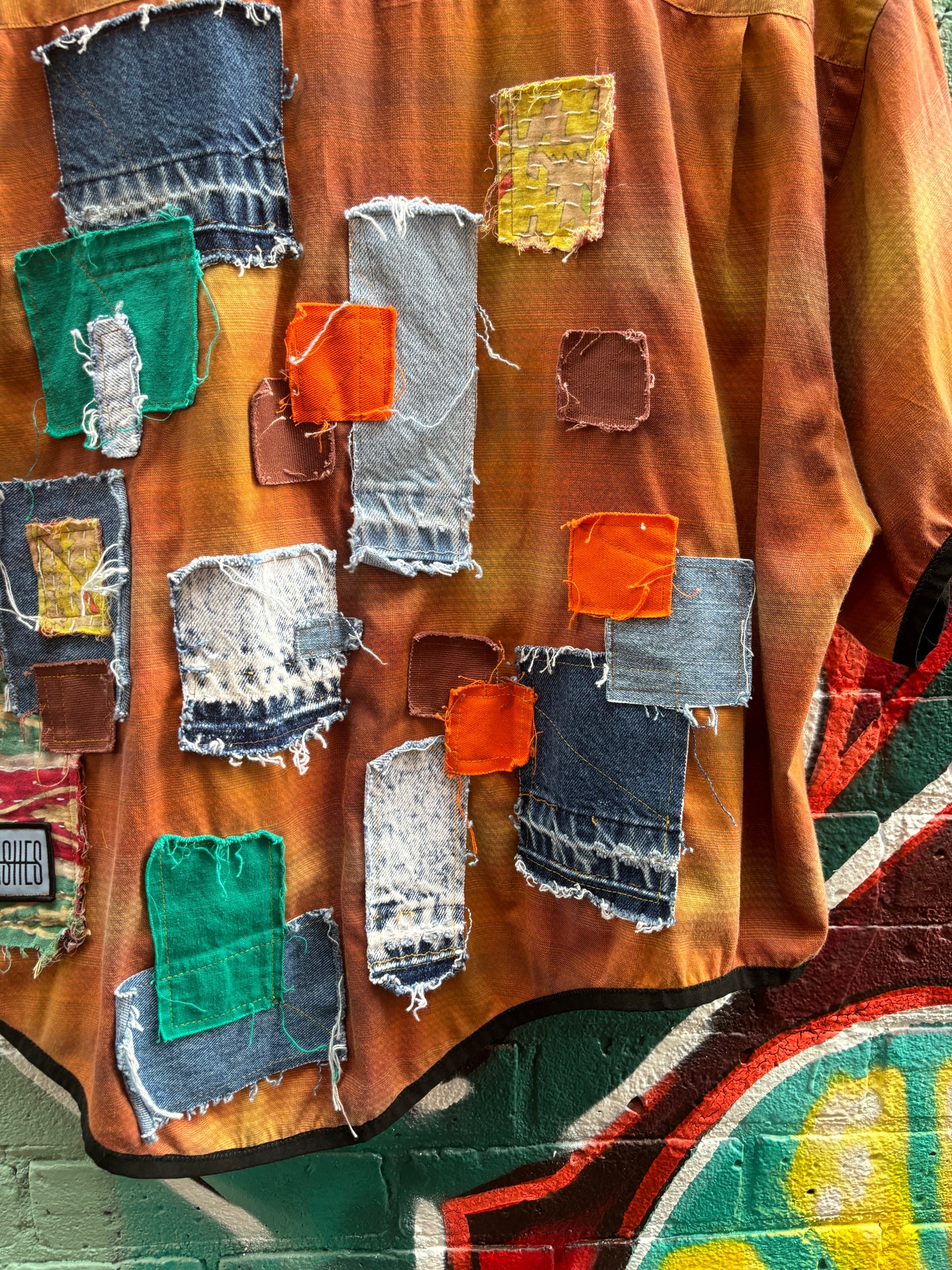 FLUID PLAID PATCHWORK BUTTON UP XL