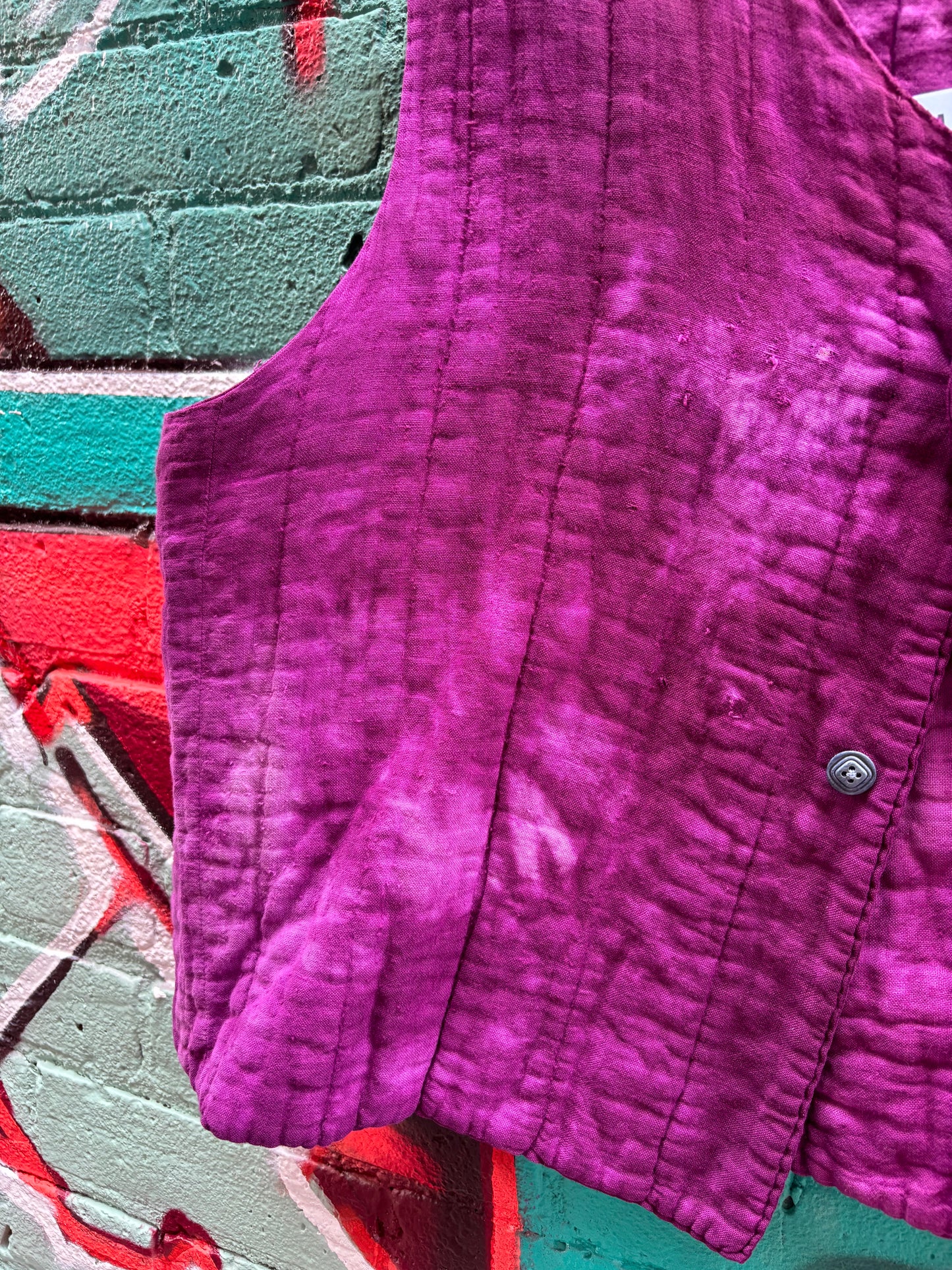 100 YEAR OLD OVER DYED VEST WITH DOILIES