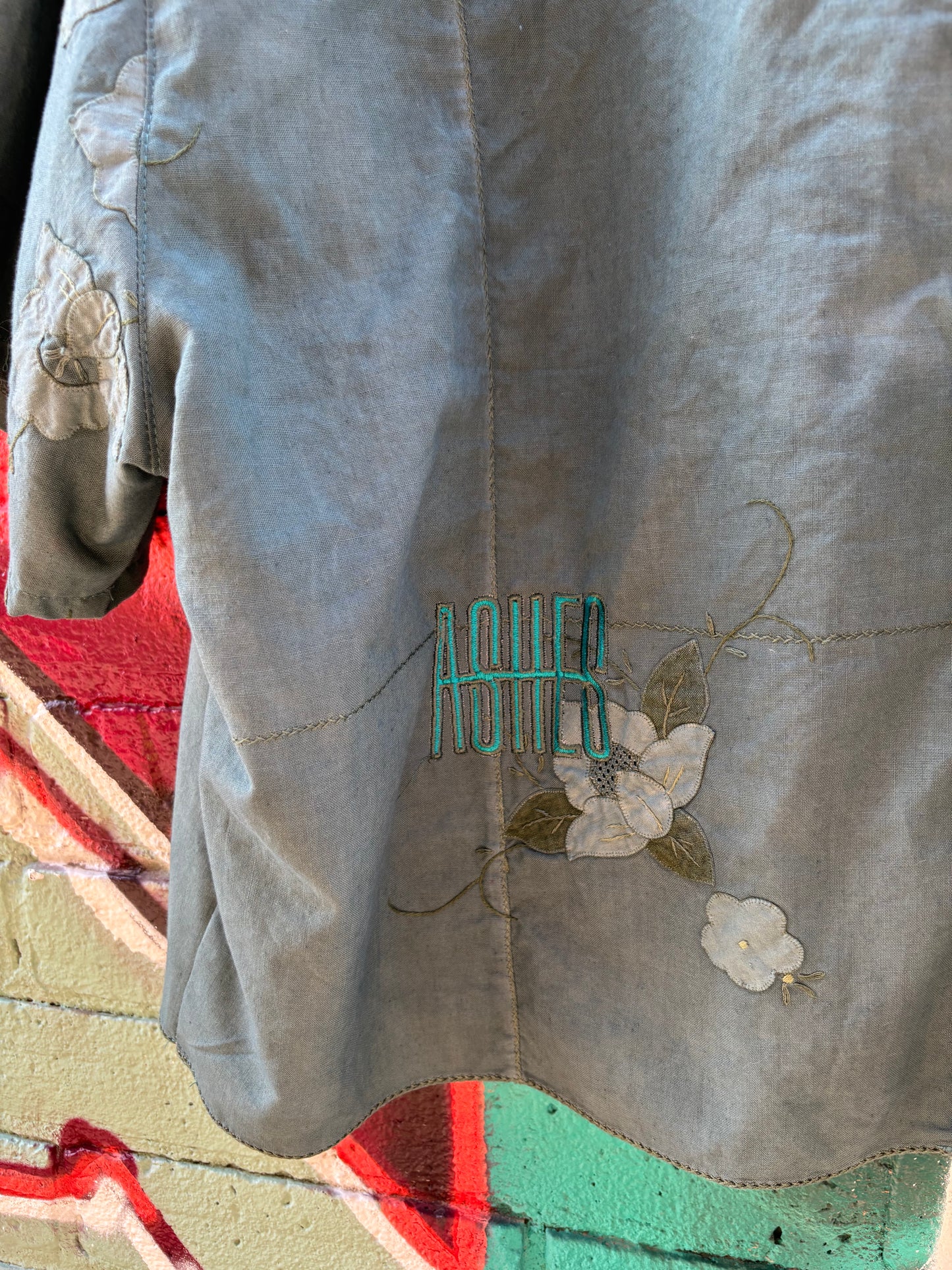 SAGE HAND DYED TABLE CLOTH COLLARED TOP