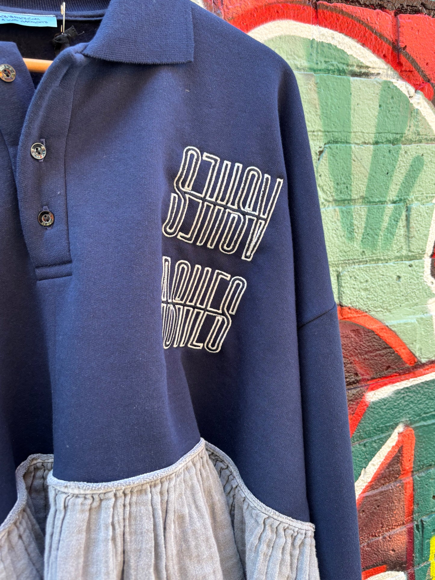 NAVY SWEATER REWORK - FITS UP TO 3XL