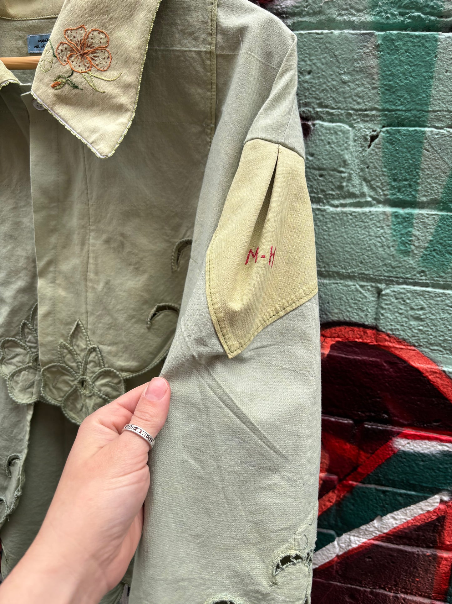 MOSS HAND DYED COTTON COLLARED TOP