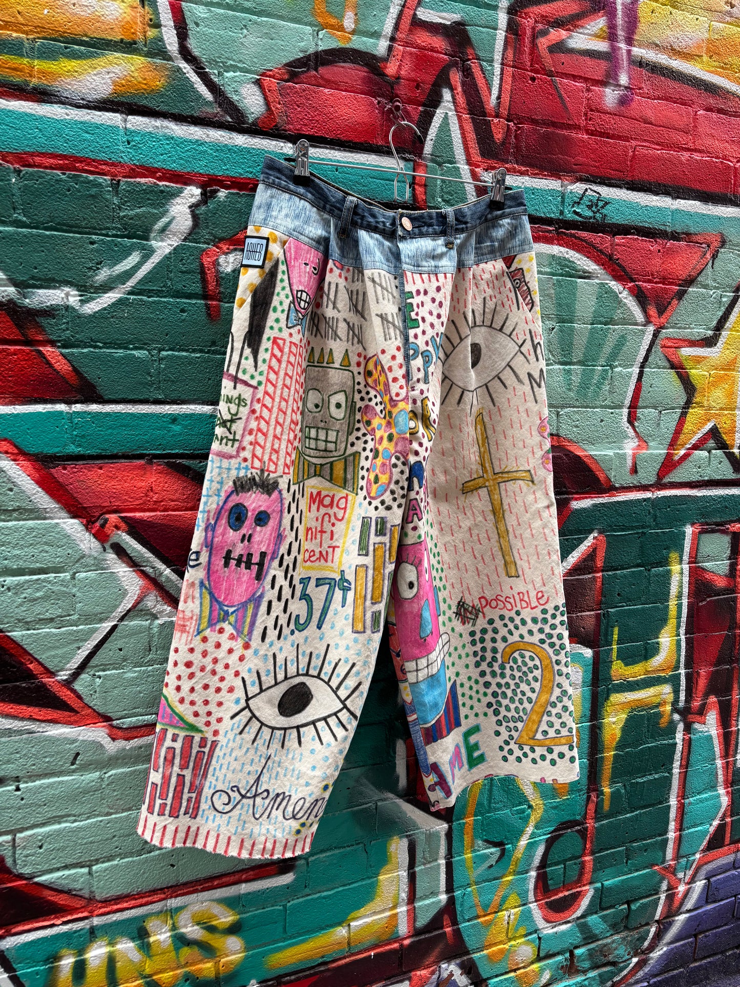 DROP CLOTH PANTS - Original artwork by ROBYN - 32” WAIST