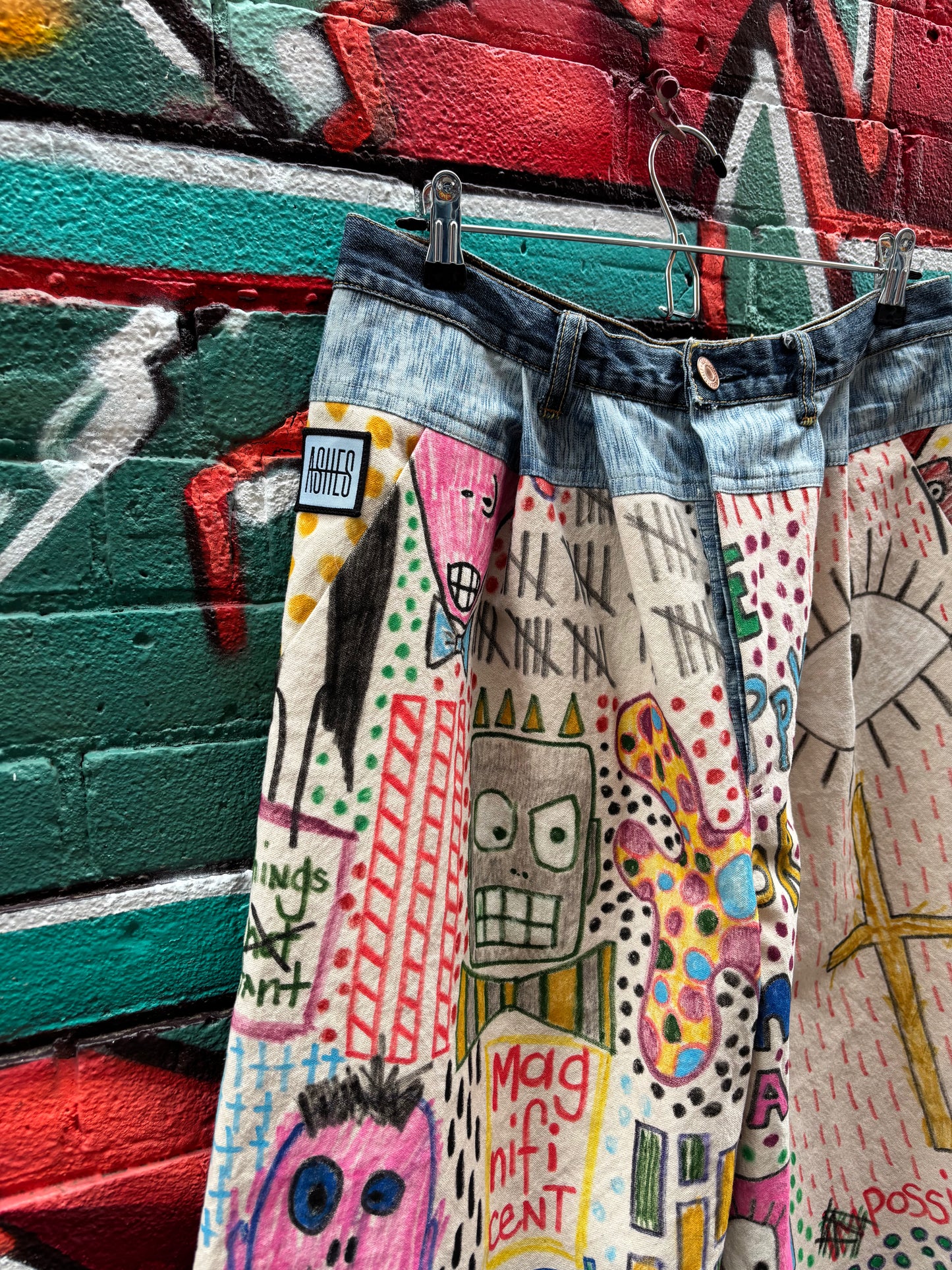 DROP CLOTH PANTS - Original artwork by ROBYN - 32” WAIST