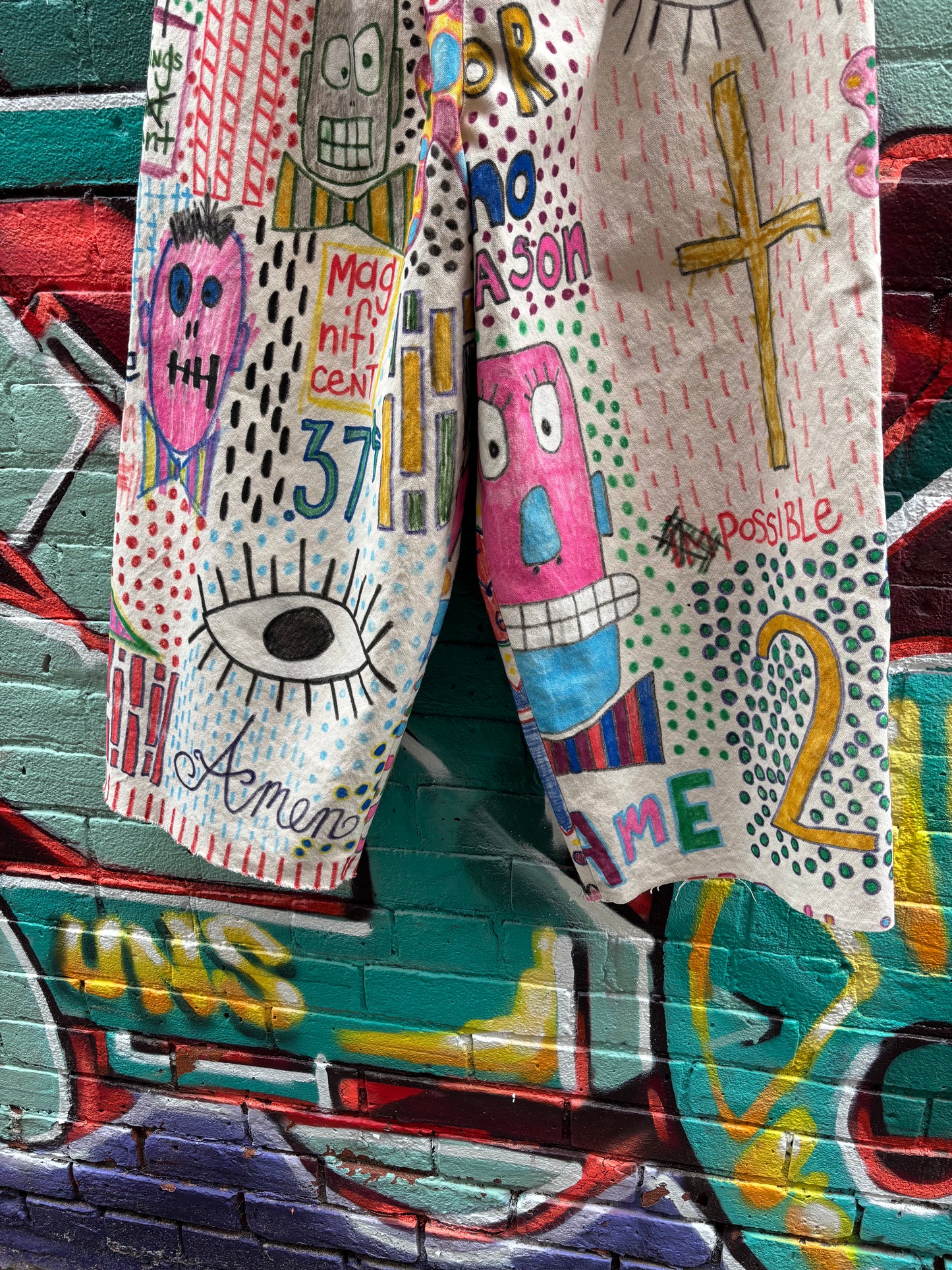 DROP CLOTH PANTS - Original artwork by ROBYN - 32” WAIST
