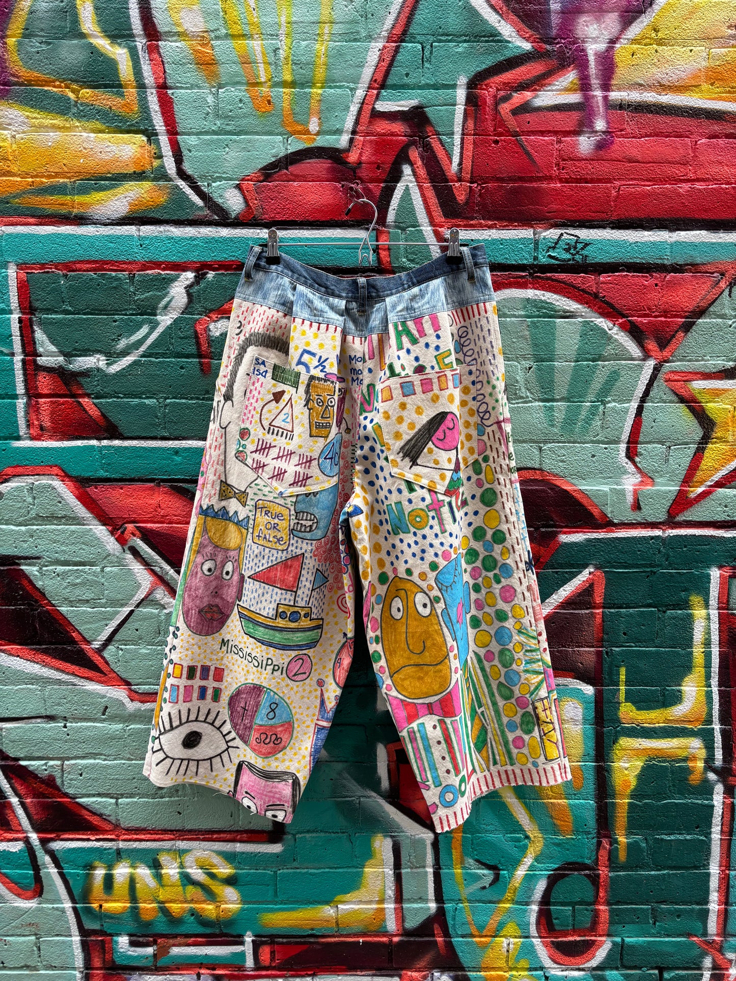 DROP CLOTH PANTS - Original artwork by ROBYN - 32” WAIST
