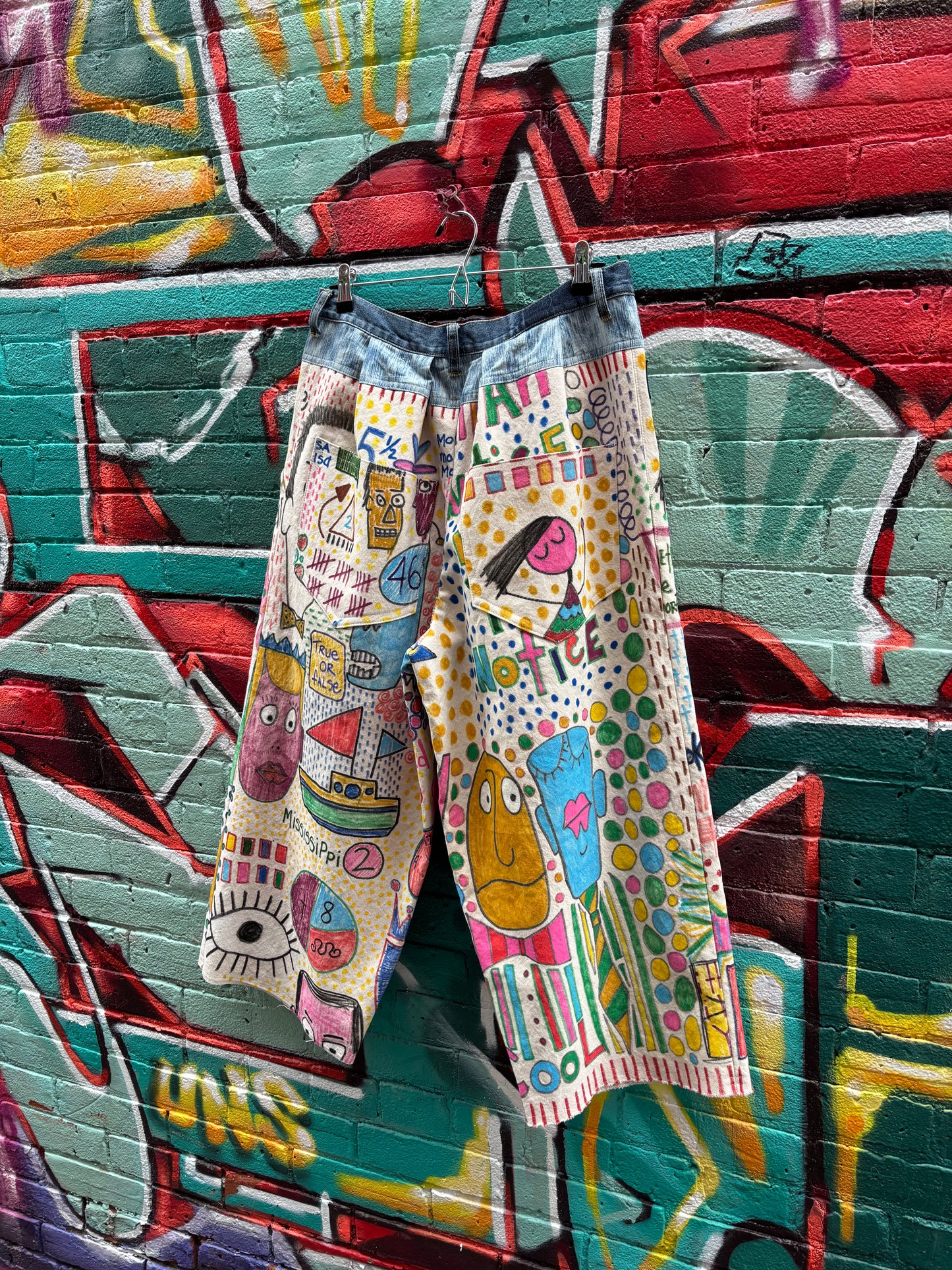 DROP CLOTH PANTS - Original artwork by ROBYN - 32” WAIST