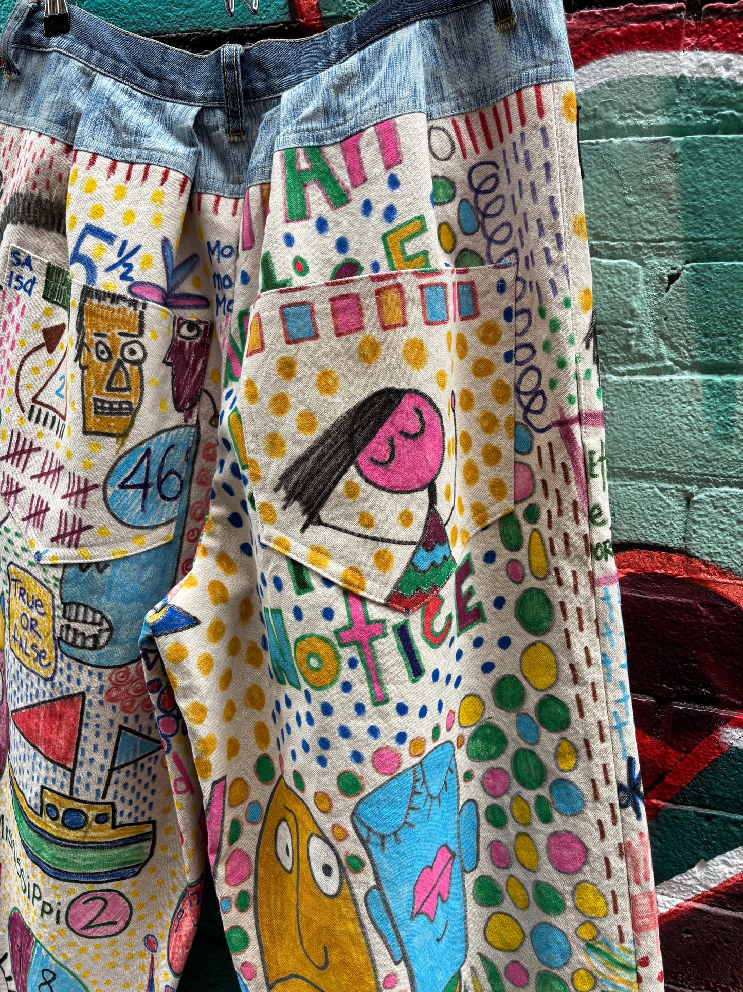 DROP CLOTH PANTS - Original artwork by ROBYN - 32” WAIST