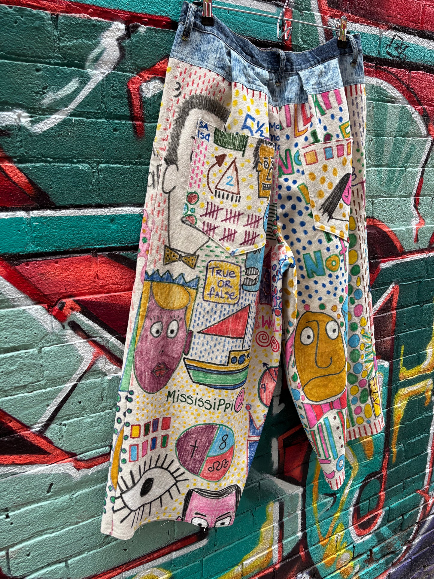 DROP CLOTH PANTS - Original artwork by ROBYN - 32” WAIST