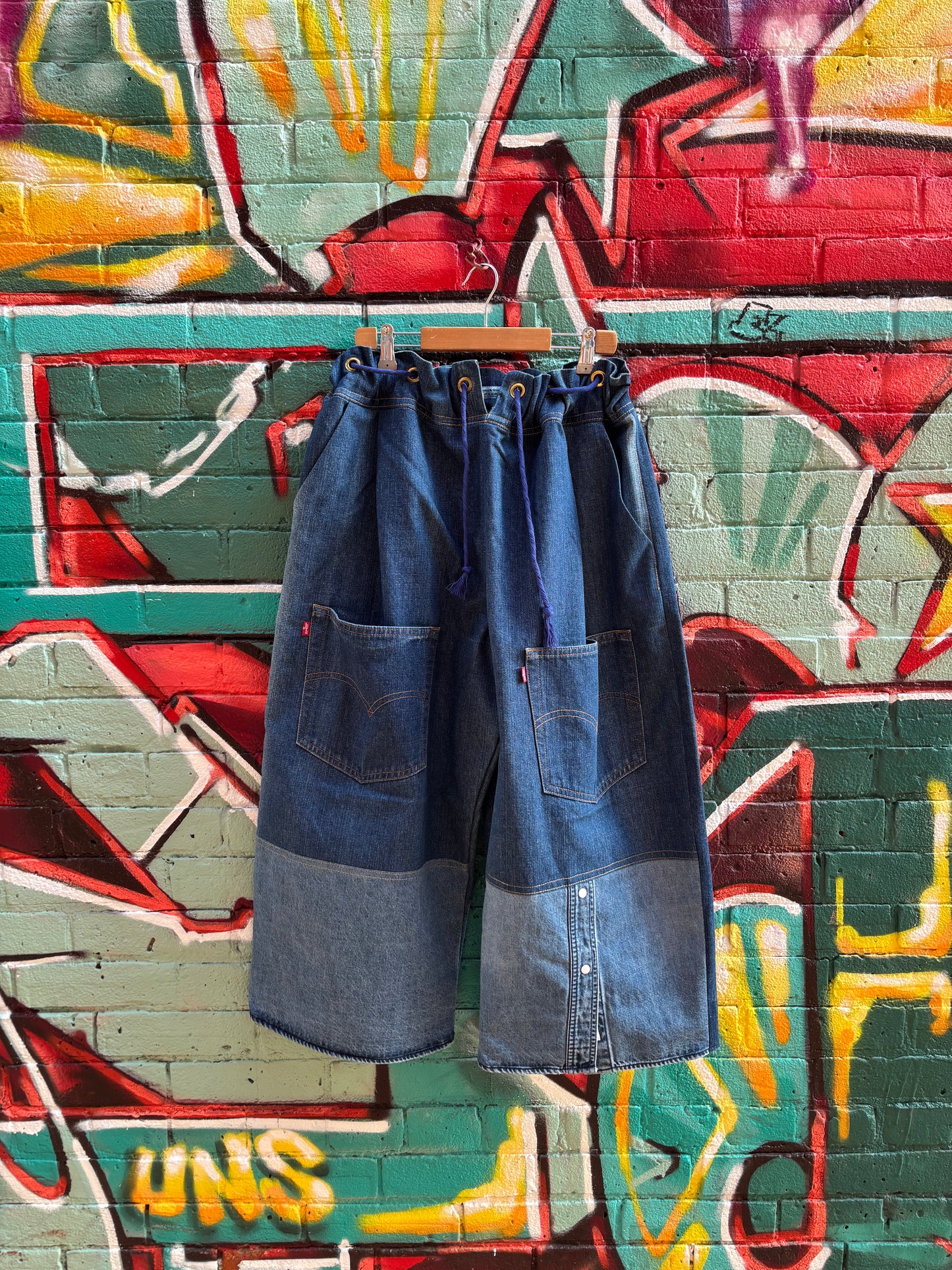DENIM CURTAIN PANTS