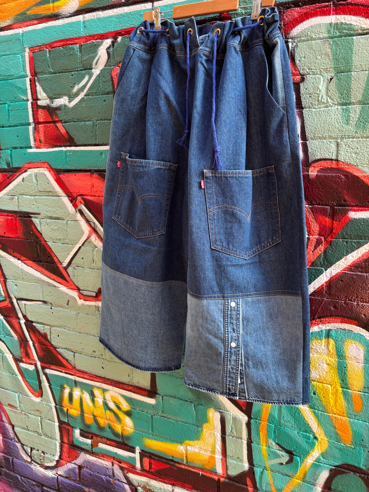 DENIM CURTAIN PANTS