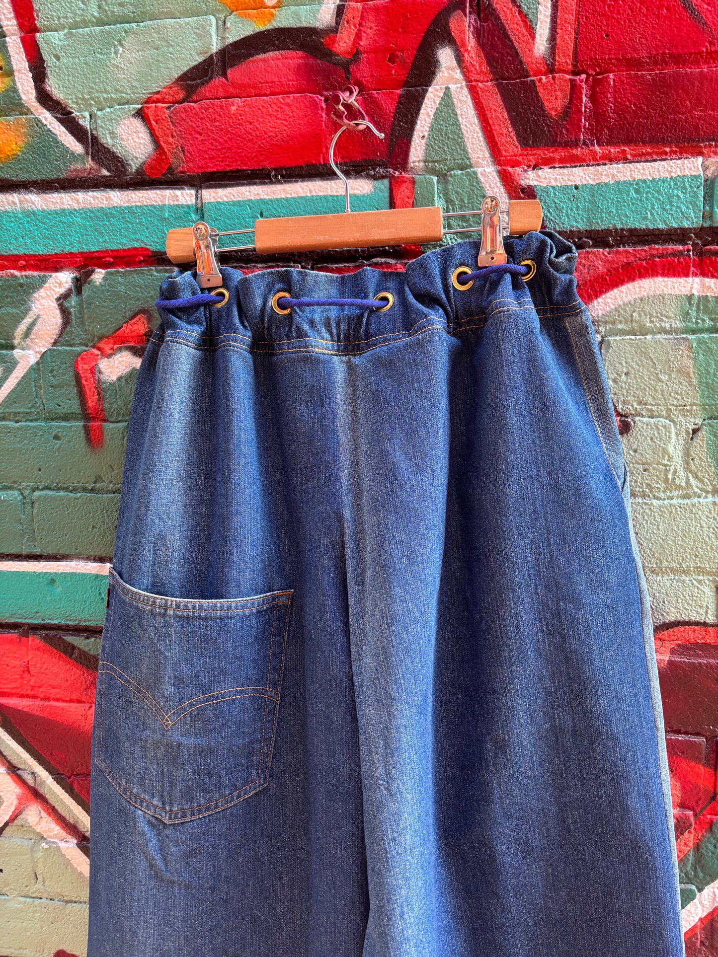 DENIM CURTAIN PANTS