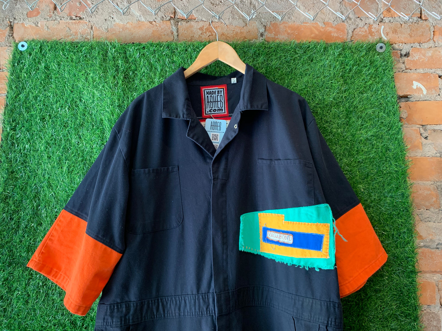 NAVY PATCHWORK JUMPSUIT