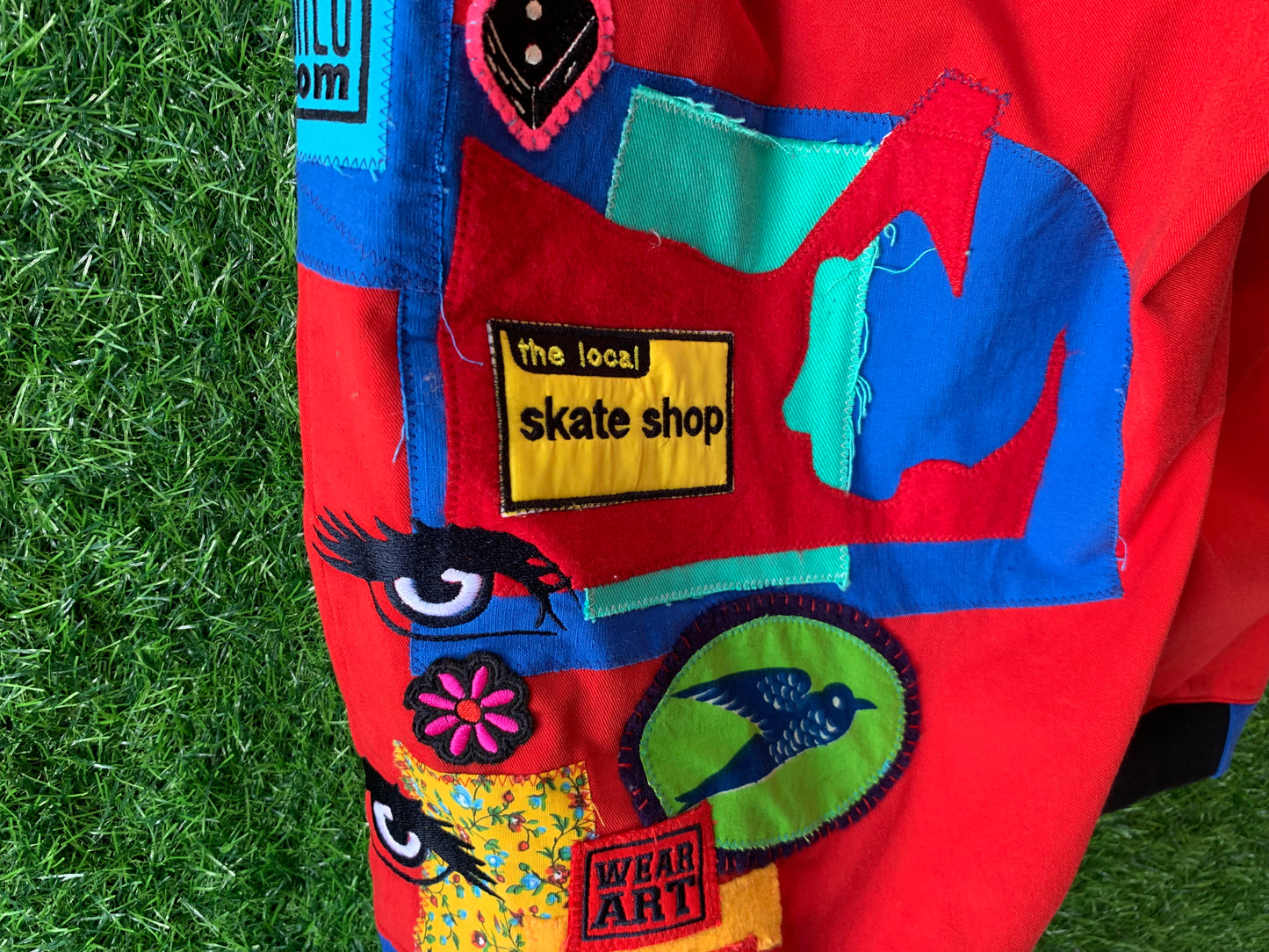 RED PATCHWORK JUMPSUIT