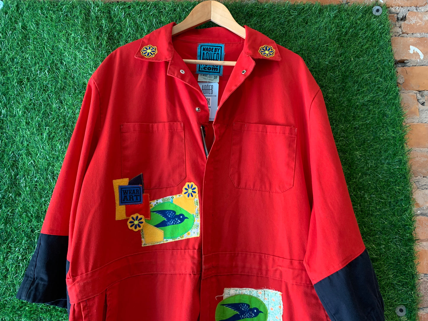 RED PATCHWORK JUMPSUIT