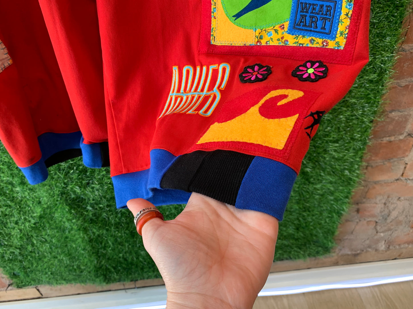 RED PATCHWORK JUMPSUIT