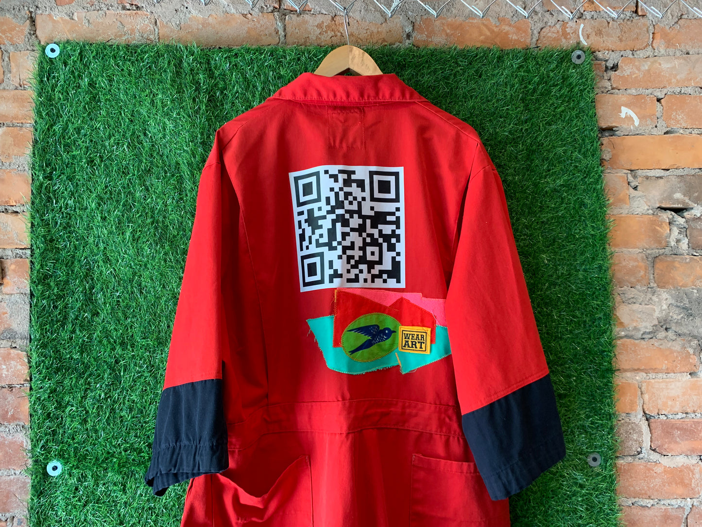 RED PATCHWORK JUMPSUIT