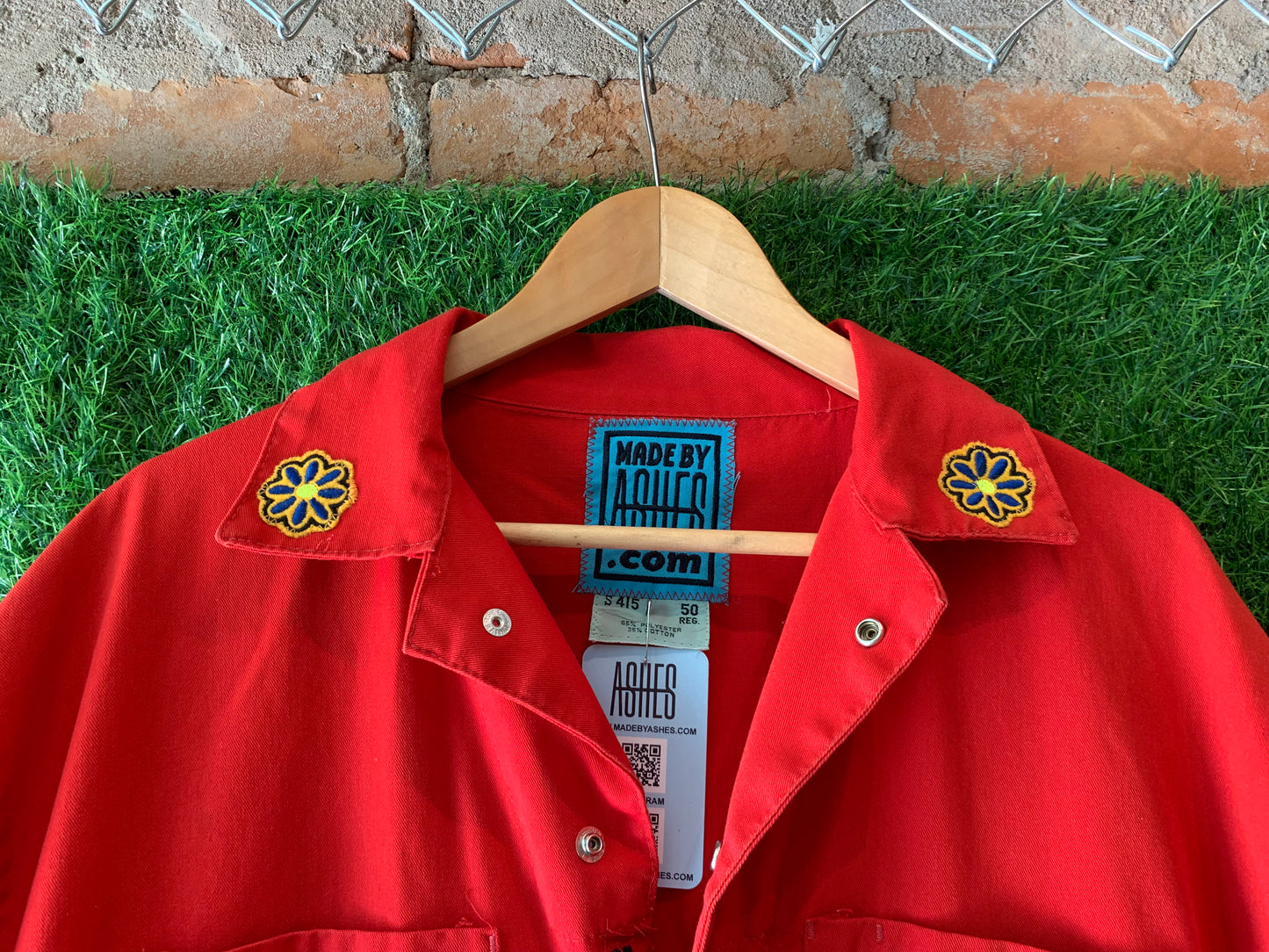 RED PATCHWORK JUMPSUIT