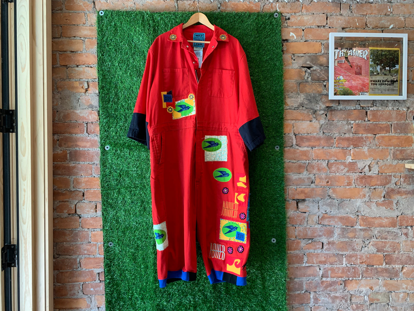 RED PATCHWORK JUMPSUIT