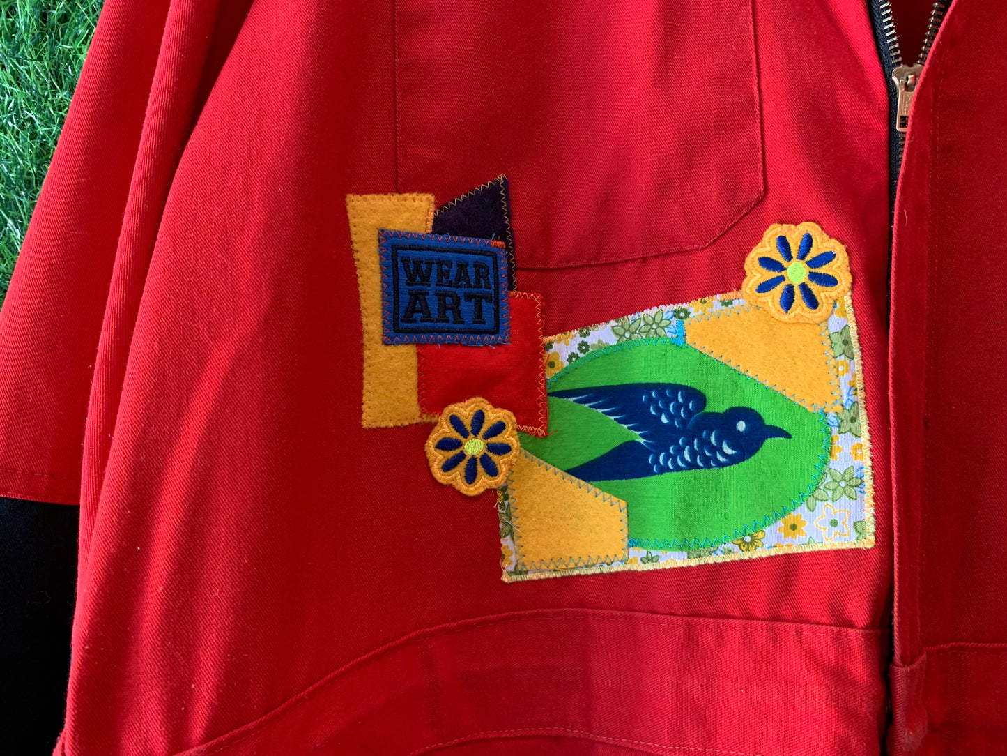 RED PATCHWORK JUMPSUIT