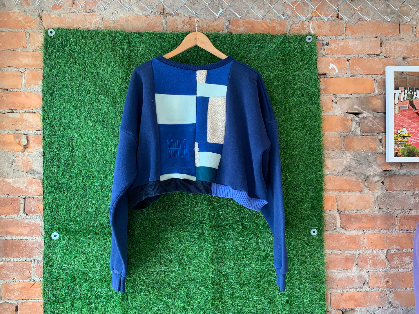 SQUARED AWAY BLUE CROPPED SWEATER - FITS UP TO XL