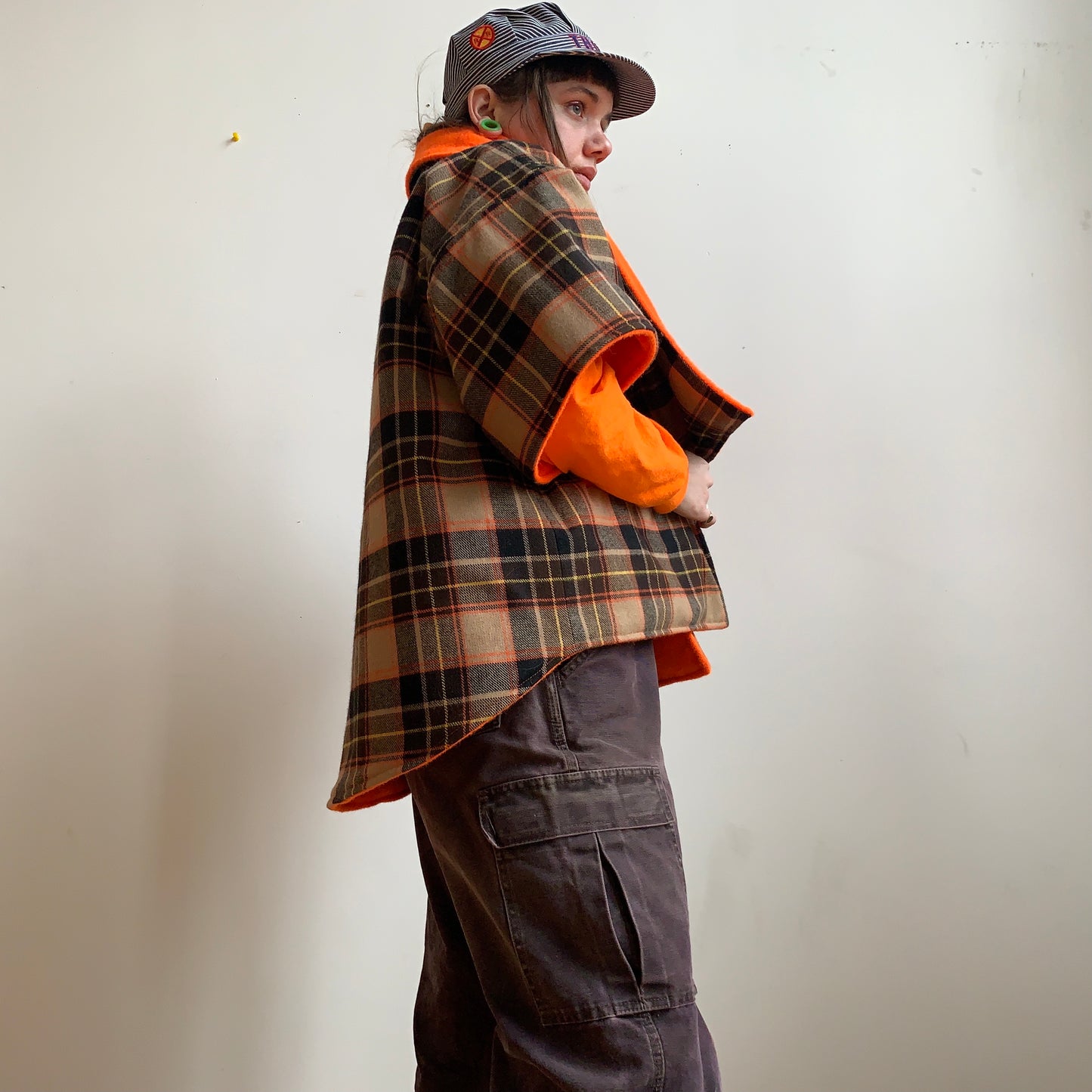 PLAID / FLUORESCENT ORANGE - BOKI JACKET - M/L