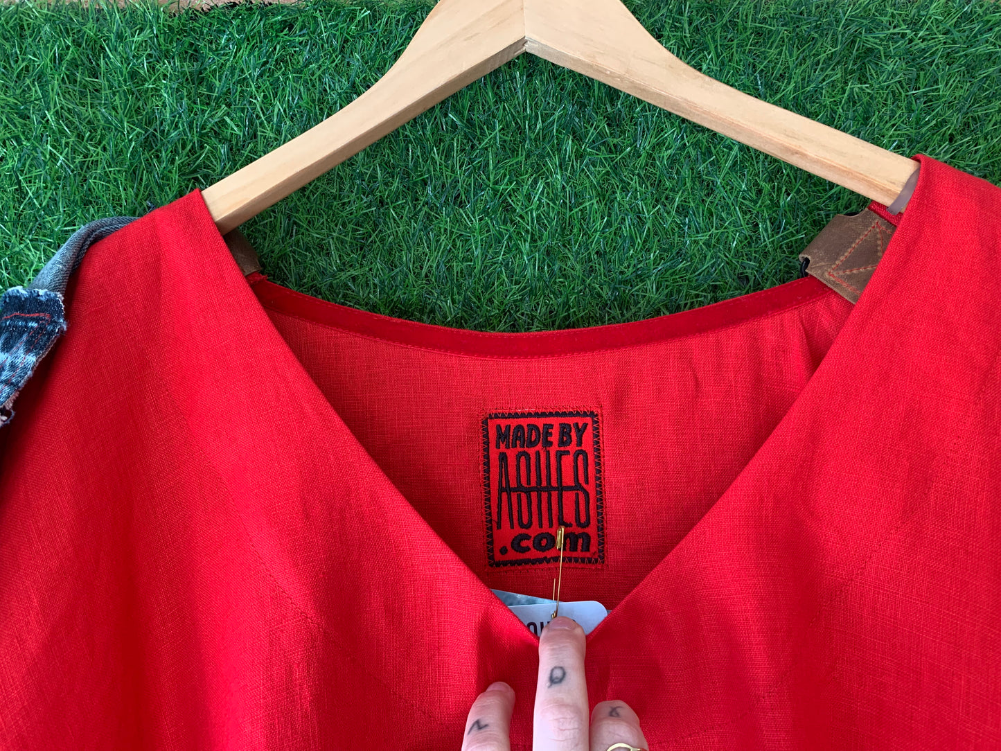33 RED LINEN SHIRT- FITS UP TO 3XL - ONE OF A KIND