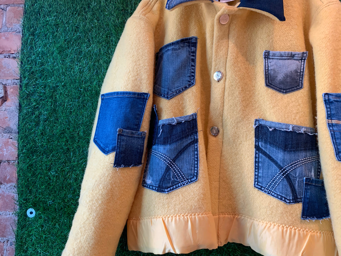 YELLOW WOOL & DENIM UTILITY JACKET