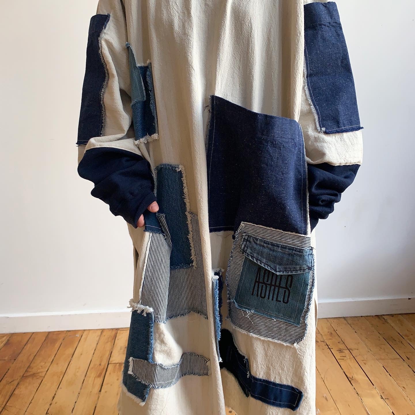 DENIM FRAYS MAXI COTTON SWEATER