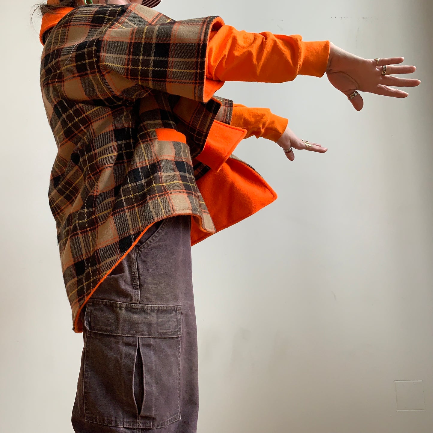PLAID / FLUORESCENT ORANGE - BOKI JACKET - M/L