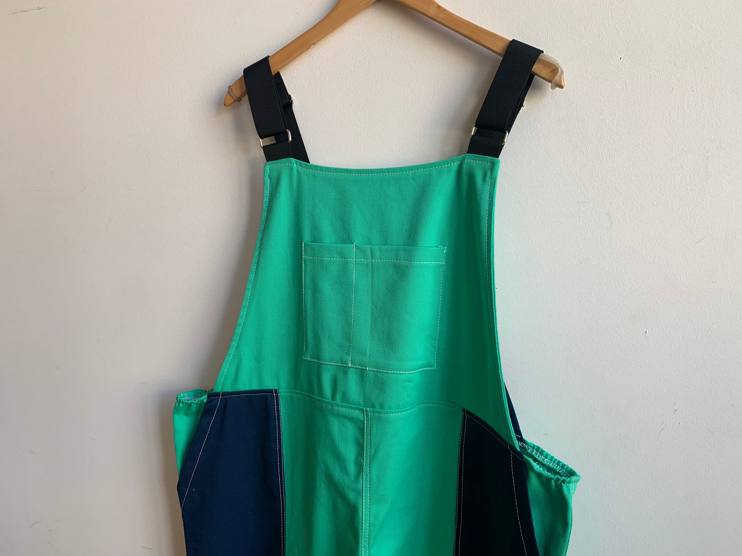 OVERALLS - MINTY/NAVY DEADSTOCK FABRIC