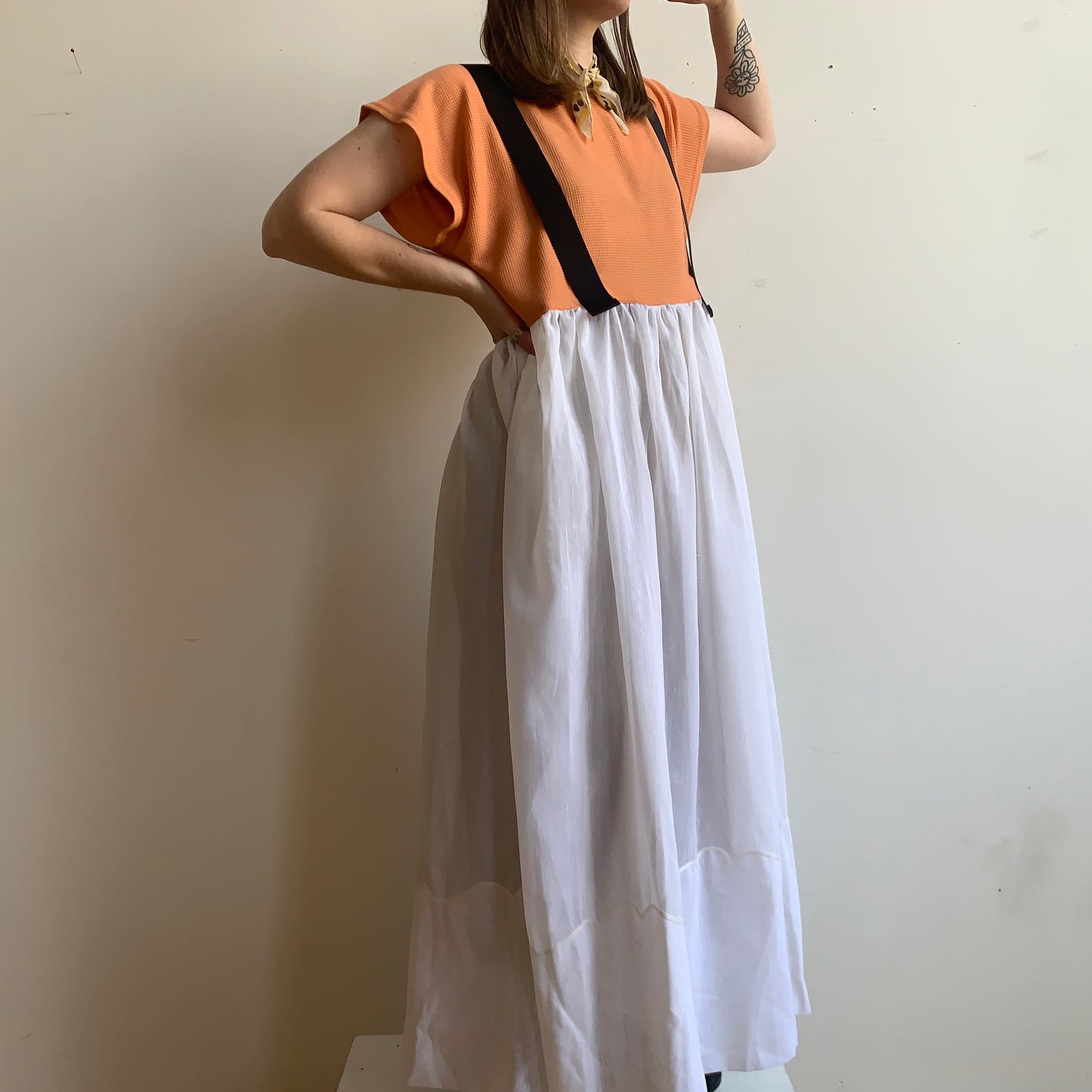 CREAMSICLE OVERALL DRESS