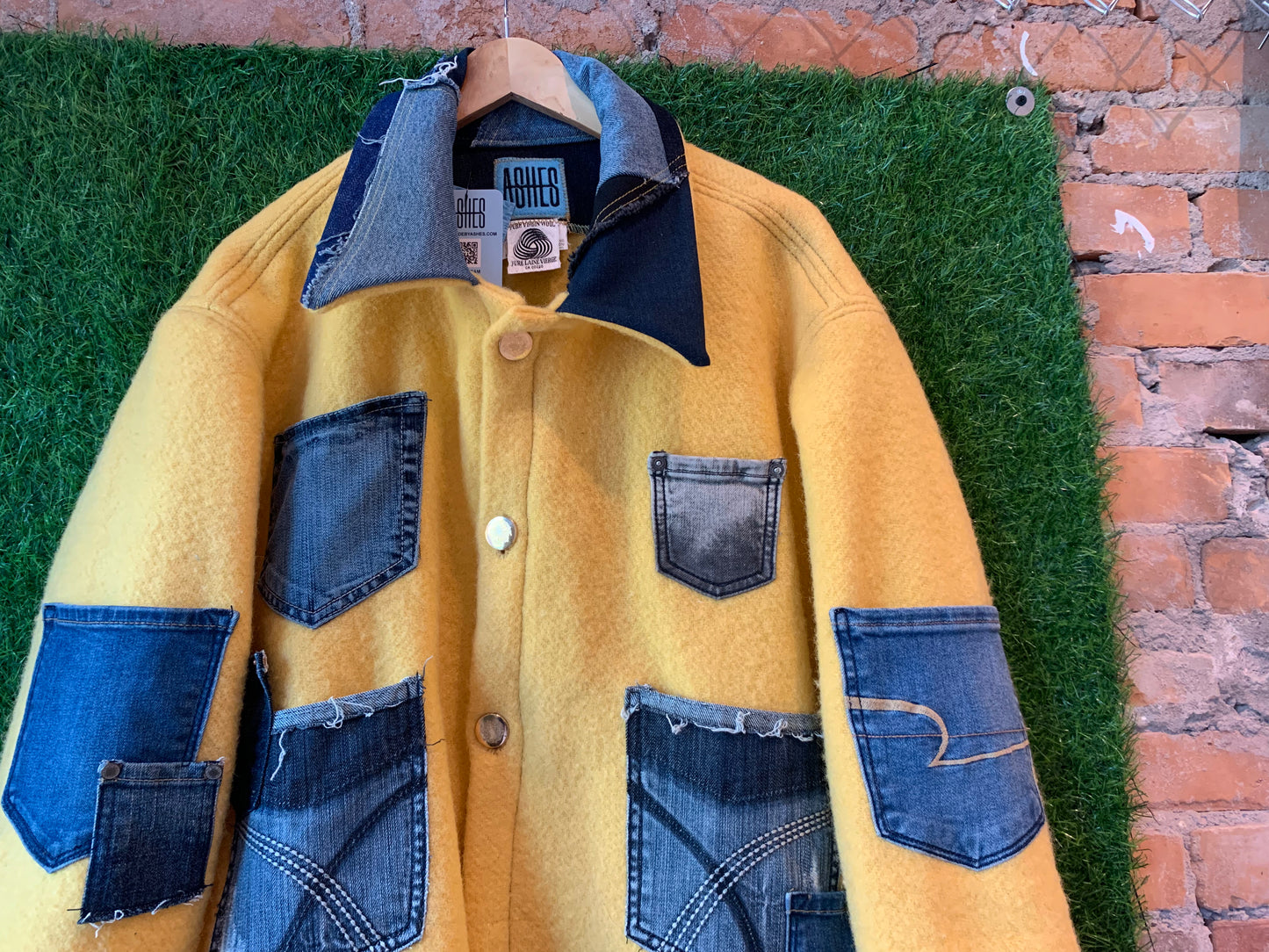 YELLOW WOOL & DENIM UTILITY JACKET