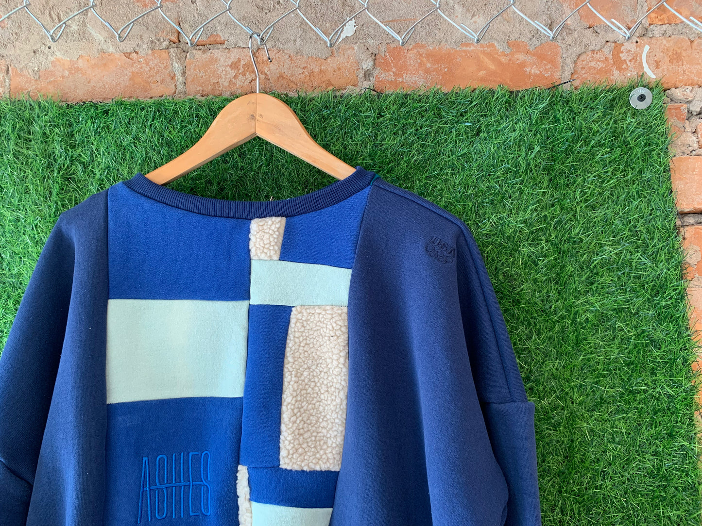 SQUARED AWAY BLUE CROPPED SWEATER - FITS UP TO XL