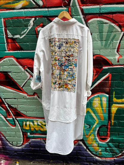 REWORKED TOP W/ ARTIST DROP CLOTHS