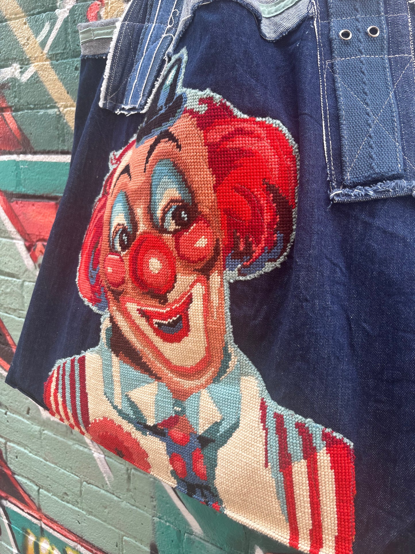 Red & Blue Clown - Denim Tote Bag