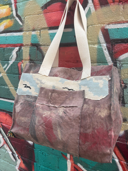 Lady with Child - Brown Canvas Bag