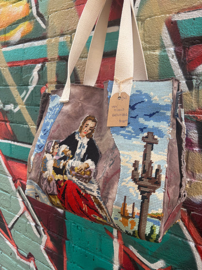 Lady with Child - Brown Canvas Bag